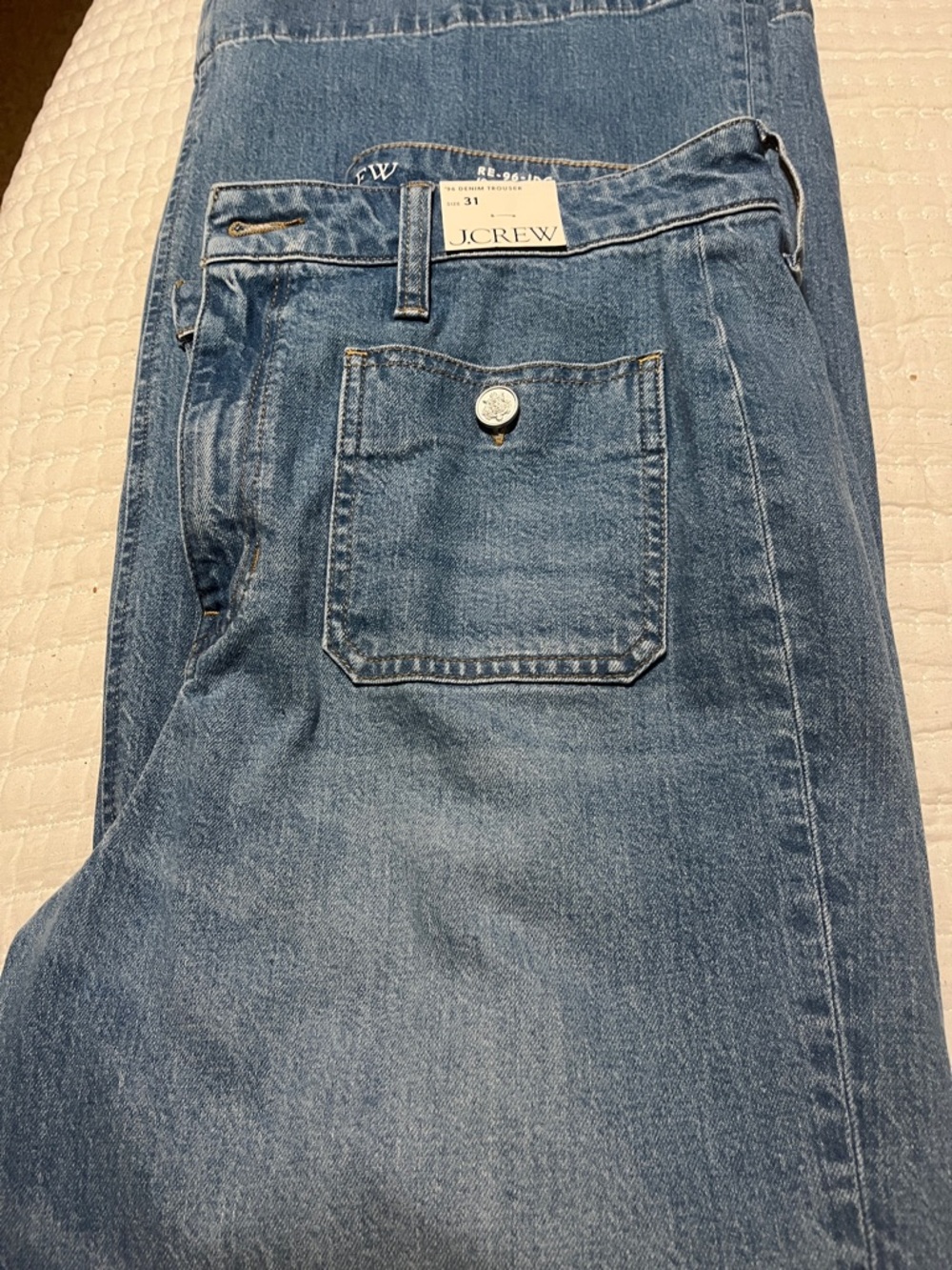 J. Crew Women’s Light Blue Relaxed Denim Jeans with Patch Pocket 31”